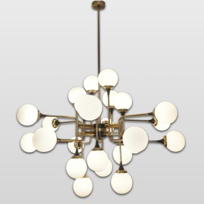 Italian Contemporary White Black Brass 24 Light Modern Asymmetric Chandelier
