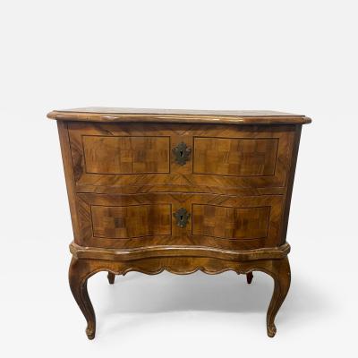 Italian Continental 19th Century 2 Drawer Chest Commode Nightstand Parquetry