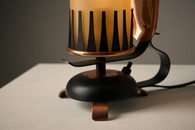 Italian Copper and Frosted Glass Table Lamp