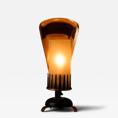 Italian Copper and Frosted Glass Table Lamp