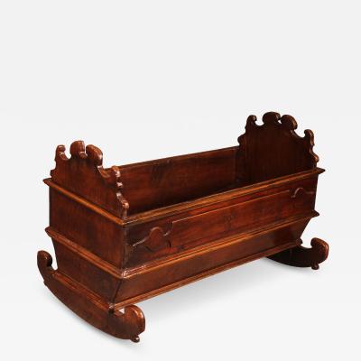 Italian Cradle In Walnut 17 Century