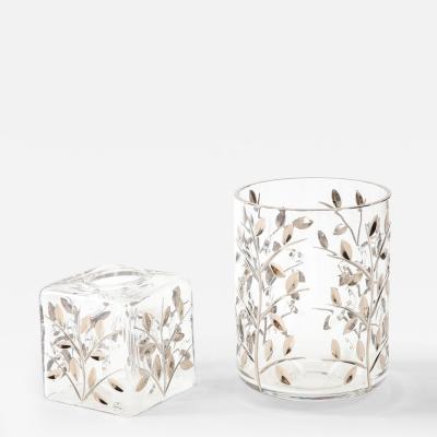 Italian Crystal Waste Basket and Tissue Cover