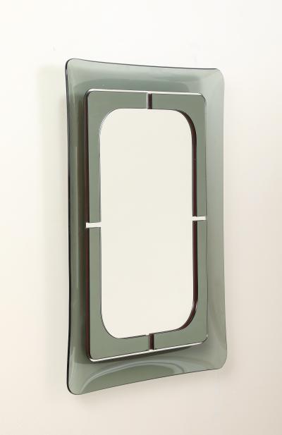 Italian Curved Smoked Glass Wall Mirror circa 1970