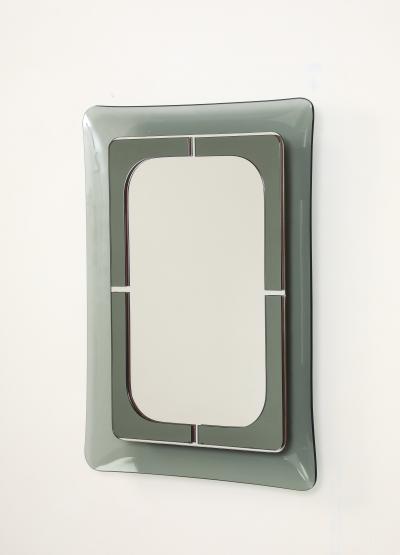Italian Curved Smoked Glass Wall Mirror circa 1970