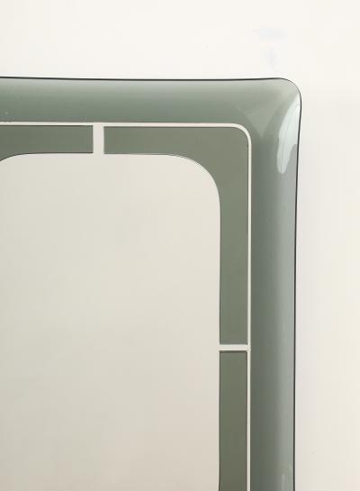 Italian Curved Smoked Glass Wall Mirror circa 1970