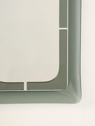 Italian Curved Smoked Glass Wall Mirror circa 1970