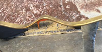 Italian Curvilinear Brass Framed Wall Mirror 1950s