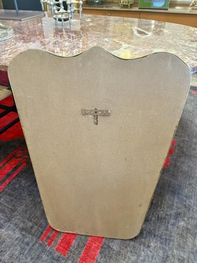 Italian Curvilinear Brass Framed Wall Mirror 1950s