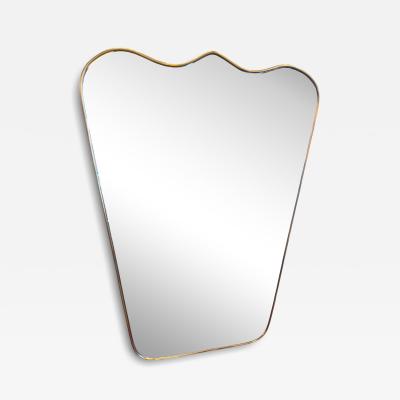 Italian Curvilinear Brass Framed Wall Mirror 1950s