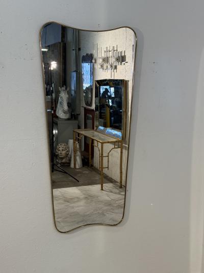 Italian Curvilinear Brass Mirror 1950s