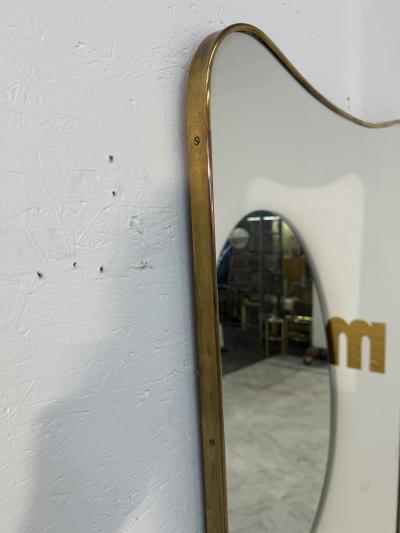 Italian Curvilinear Brass Mirror 1950s