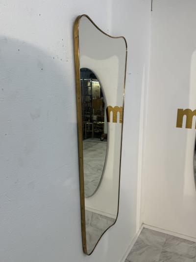 Italian Curvilinear Brass Mirror 1950s