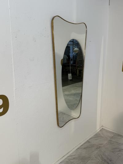 Italian Curvilinear Brass Mirror 1950s