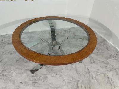 Italian Dada Vintage Ormolu Glass and Steel Table 1950