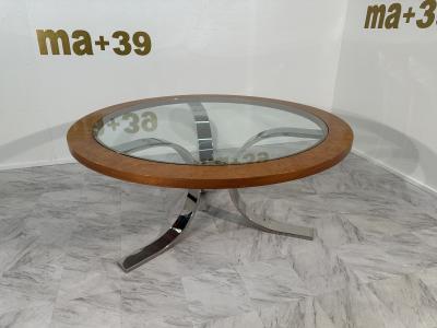 Italian Dada Vintage Ormolu Glass and Steel Table 1950