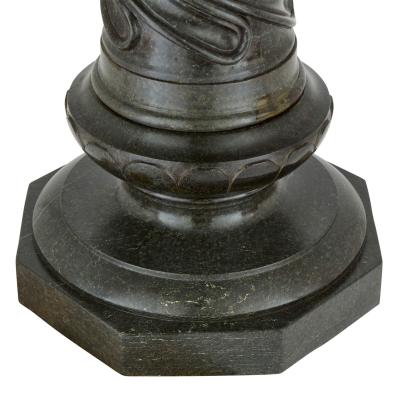 Italian Dark Green Serpentine Marble Pedestal Column