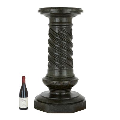 Italian Dark Green Serpentine Marble Pedestal Column