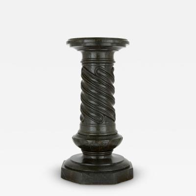 Italian Dark Green Serpentine Marble Pedestal Column