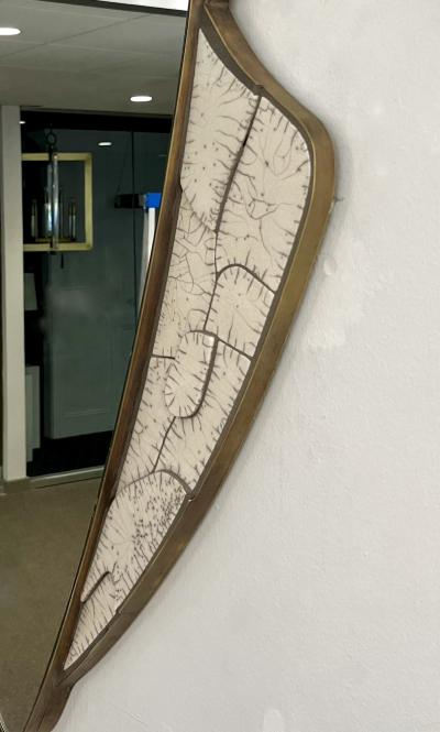 Italian Deconstructed Japanese Style Rose Beige Ceramic Bronze Mirror Sculpture