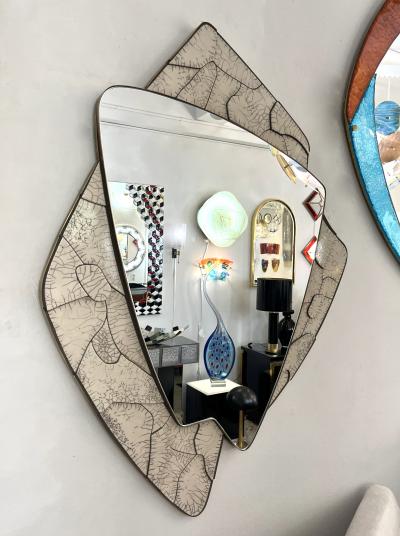 Italian Deconstructed Japanese Style Rose Beige Ceramic Bronze Mirror Sculpture