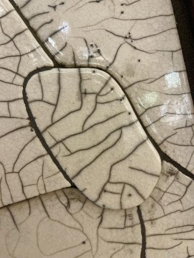 Italian Deconstructed Japanese Style Rose Beige Ceramic Bronze Mirror Sculpture