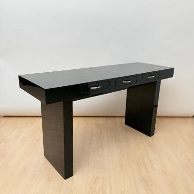 Italian Design Console Green Lacquer Walnut Chrome Italy circa 1970