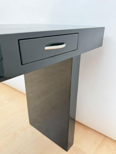 Italian Design Console Green Lacquer Walnut Chrome Italy circa 1970