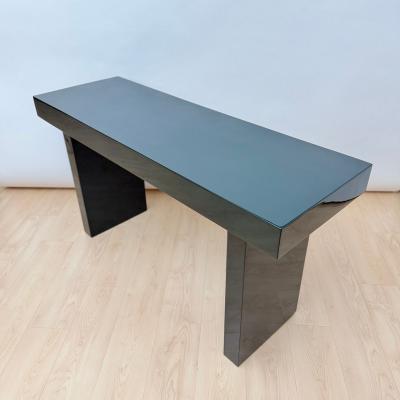 Italian Design Console Green Lacquer Walnut Chrome Italy circa 1970