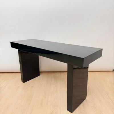 Italian Design Console Green Lacquer Walnut Chrome Italy circa 1970