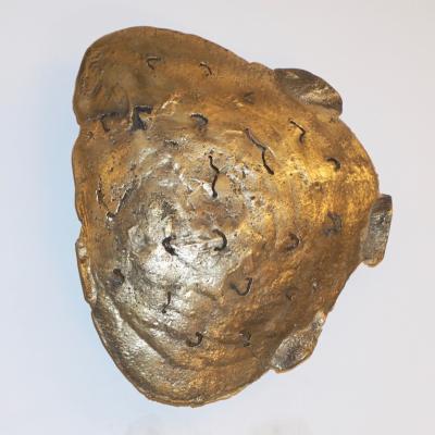 Italian Design Contemporary Pair of Brutalist Cast Bronze Sculpture Wall Lights