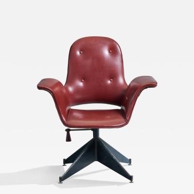 Italian Designer Desk Chair with Metal and Vinyl Italy 1960s