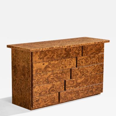 Italian Designer Dresser in Burlwood Italy 1970s