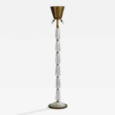 Italian Designer Floor Lamp with Brass and Glass Italy 1930s