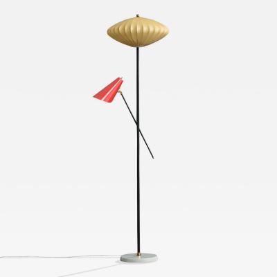 Italian Designer Floor Lamp with Metal Brass Marble and Resin Italy
