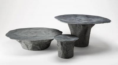 Italian Designer Modern Organic Texture Customizable Mustard Yellow Coffee Table