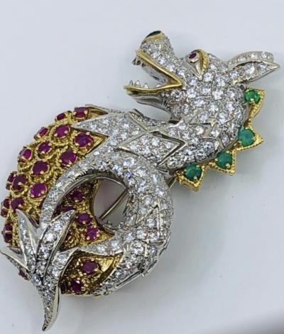 Italian Dragan Brooch