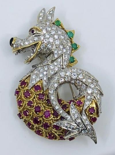 Italian Dragan Brooch