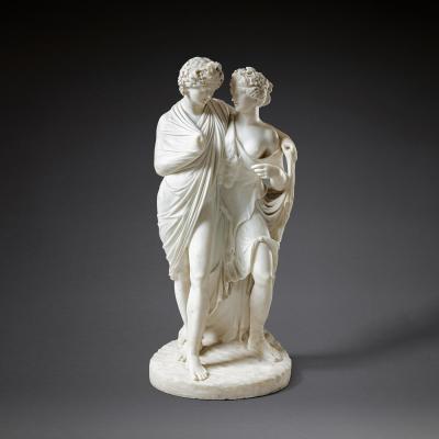 Italian Early 19th Century Marble Group of Bacchus and Ariadne After the Antique