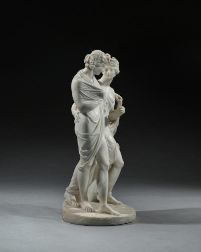 Italian Early 19th Century Marble Group of Bacchus and Ariadne After the Antique