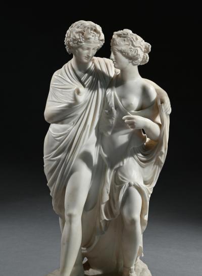Italian Early 19th Century Marble Group of Bacchus and Ariadne After the Antique