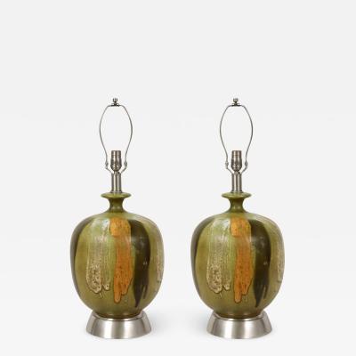 Italian Earthtone Glazed Ceramic Lamps