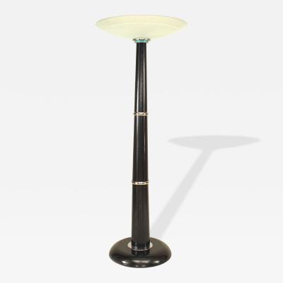 Italian Ebonized Wood and Chrome Floor Lamp