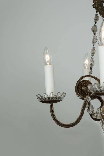 Italian Empire Crystal Beaded and Gilt Tole Chandelier
