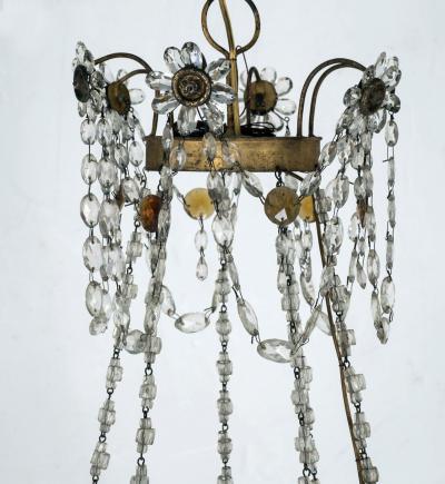 Italian Empire Crystal Beaded and Gilt Tole Chandelier