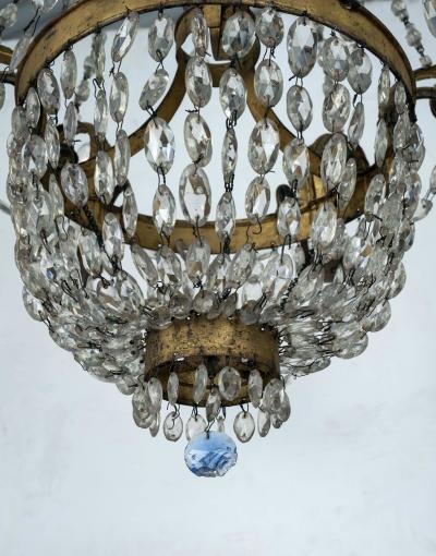 Italian Empire Crystal Beaded and Gilt Tole Chandelier
