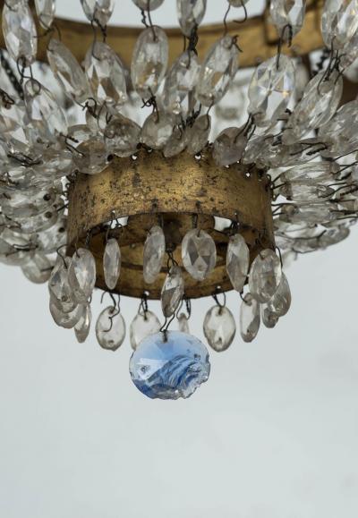 Italian Empire Crystal Beaded and Gilt Tole Chandelier
