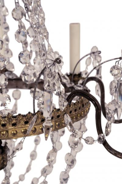 Italian Empire Crystal and Gilt Tole Chandelier
