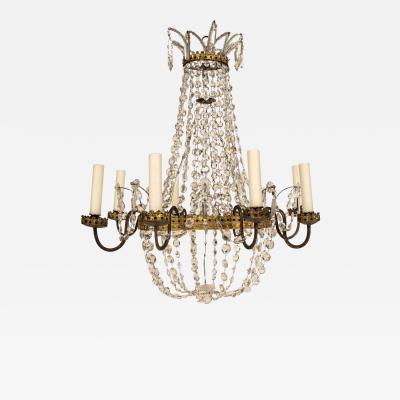 Italian Empire Crystal and Gilt Tole Chandelier