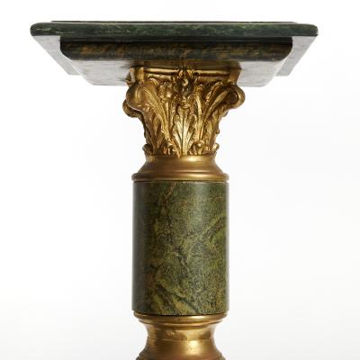 Italian Empire Style Gilt Bronze Green Marble Pedestal Sold Individually