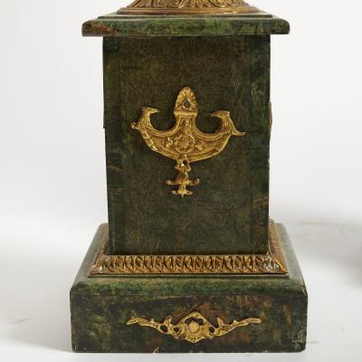 Italian Empire Style Gilt Bronze Green Marble Pedestal Sold Individually